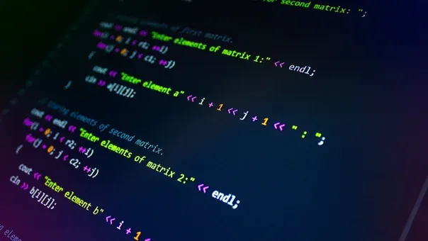 Close-up of syntax-highlighted source code on a screen