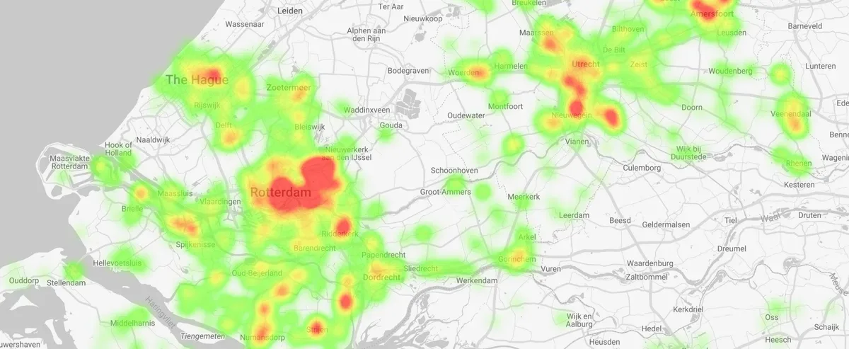 Traffic congestion heatmap across a metropolitan road network