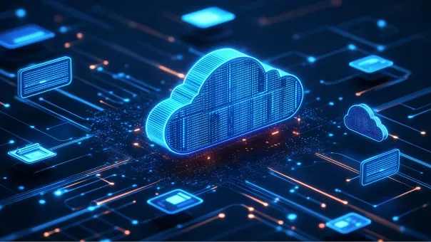 Illustration of a cloud icon connected to devices across a circuit network
