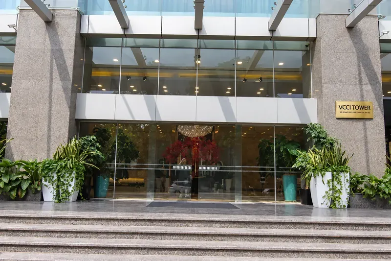 Entrance of VCCI Tower in Hanoi, home of the Eastgate headquarters