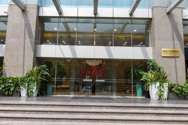 Entrance of VCCI Tower in Hanoi, home of the Eastgate headquarters