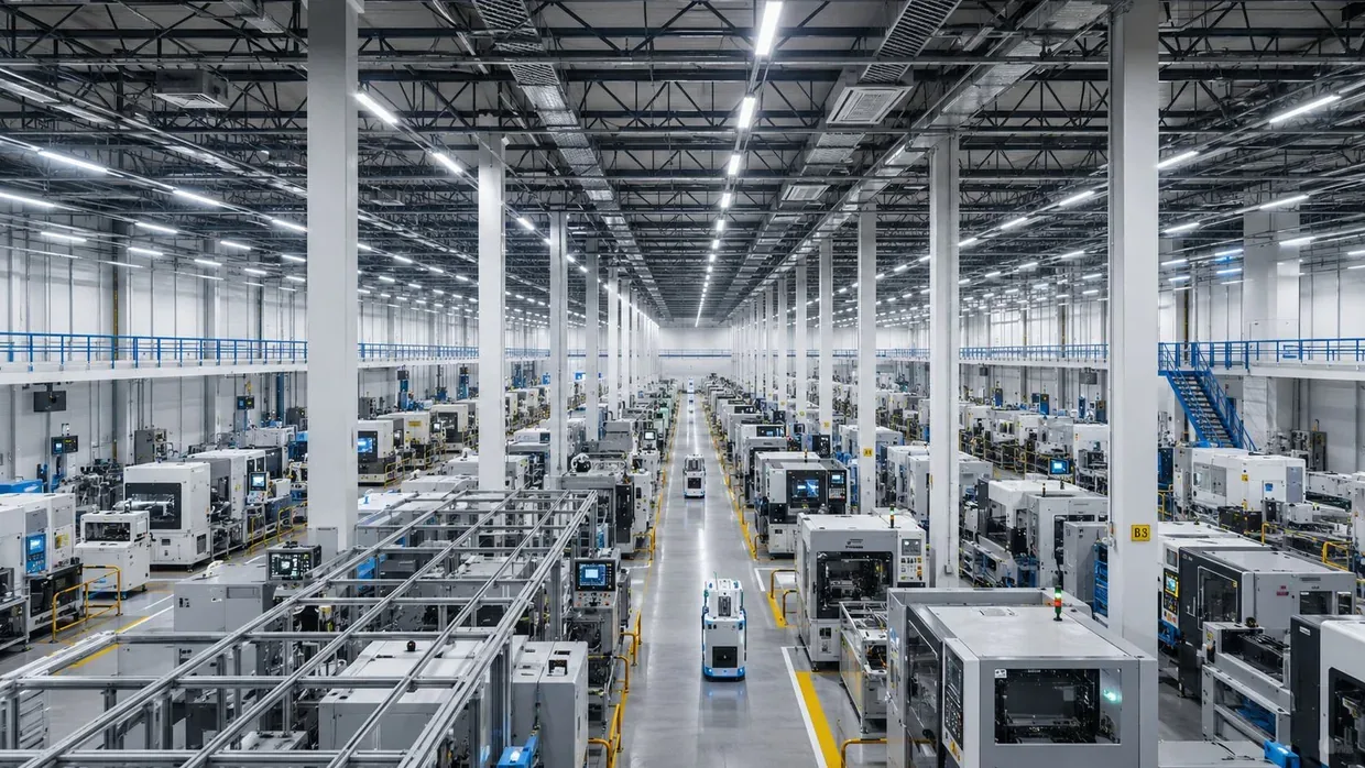 Automated production lines inside a modern manufacturing plant